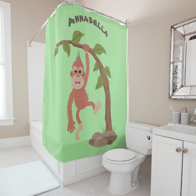 Niedliche Orang-Utan-Cartoon-Illustration Duschvorhang (Beispiel)