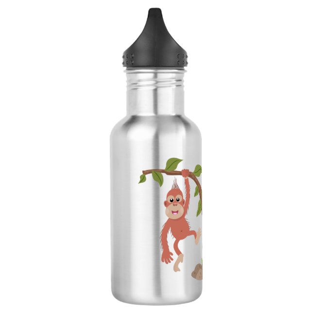 Niedliche Orang-Utan-Cartoon-Illustration Edelstahlflasche (Links)