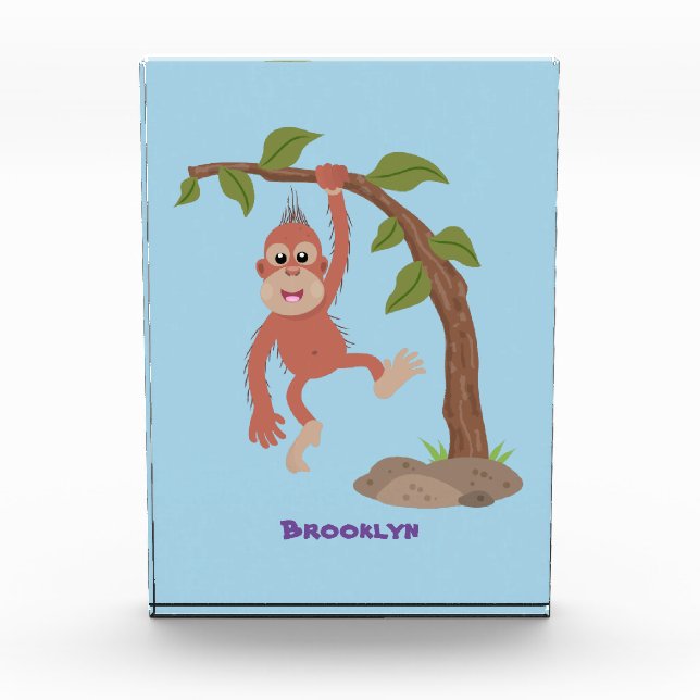 Niedliche Orang-Utan-Cartoon-Illustration Fotoblock (Vorderseite)