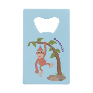Niedliche Orang-Utan-Cartoon-Illustration Geldbeutel Flaschenöffner