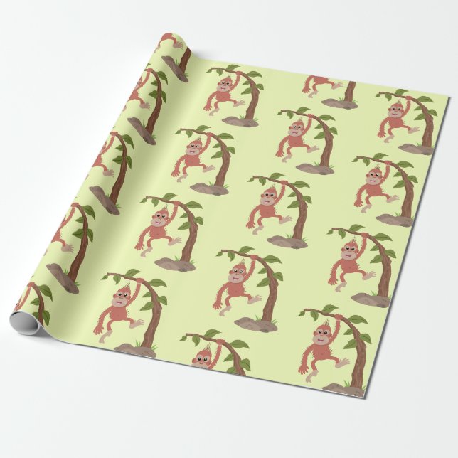 Niedliche Orang-Utan-Cartoon-Illustration Geschenkpapier (Ungerollt)
