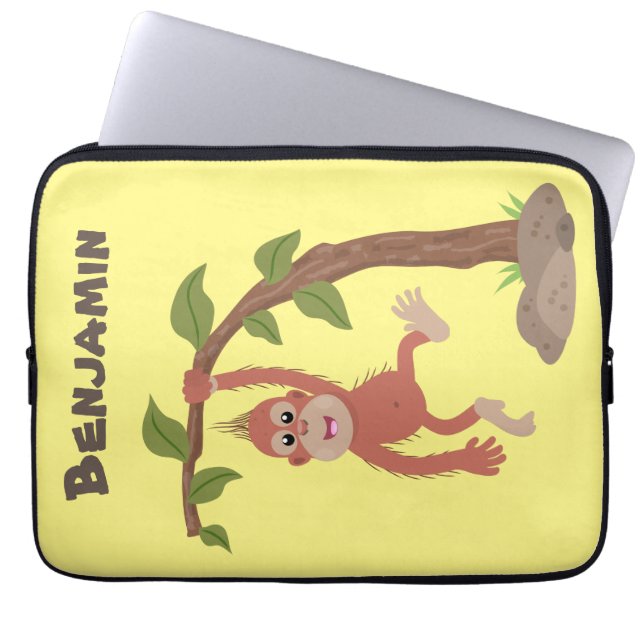 Niedliche Orang-Utan-Cartoon-Illustration Laptopschutzhülle (Vorderseite)
