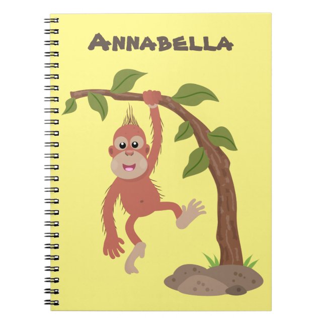 Niedliche Orang-Utan-Cartoon-Illustration Notizblock (Vorderseite)