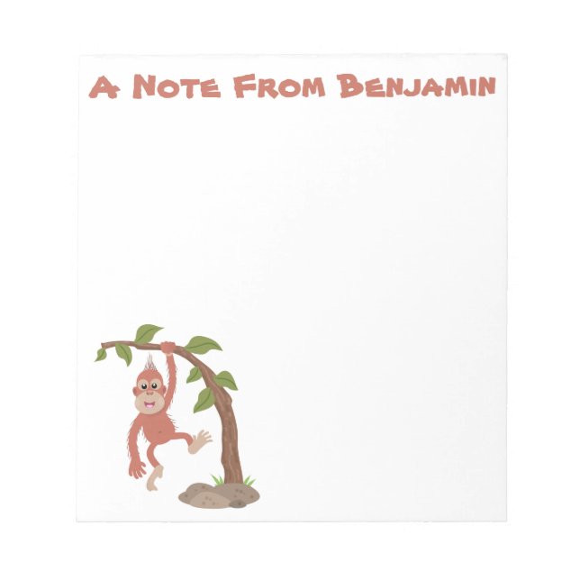 Niedliche Orang-Utan-Cartoon-Illustration Notizblock (Vorderseite)
