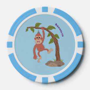 Niedliche Orang-Utan-Cartoon-Illustration Pokerchips