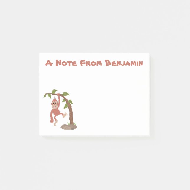 Niedliche Orang-Utan-Cartoon-Illustration Post-it Klebezettel (Vorderseite)