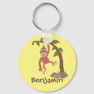 Niedliche Orang-Utan-Cartoon-Illustration Schlüsselanhänger