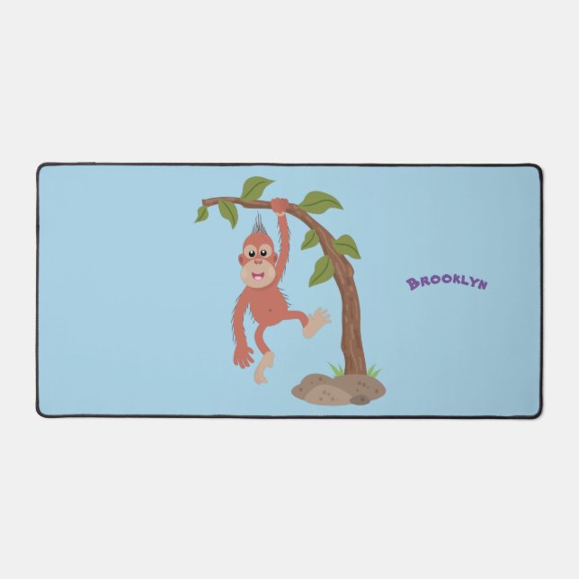 Niedliche Orang-Utan-Cartoon-Illustration Schreibtischunterlage (Vorderseite)