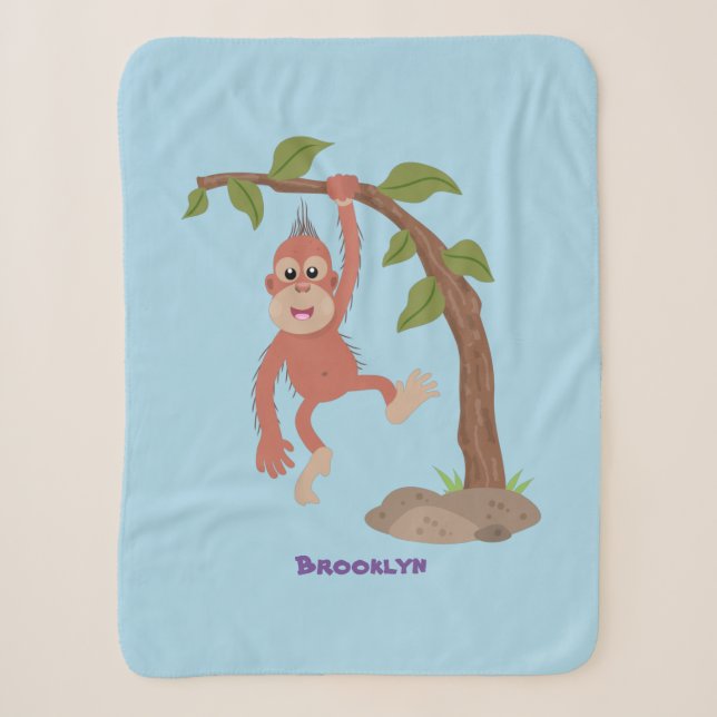 Niedliche Orang-Utan-Cartoon-Illustration Sherpadecke (Vorderseite)
