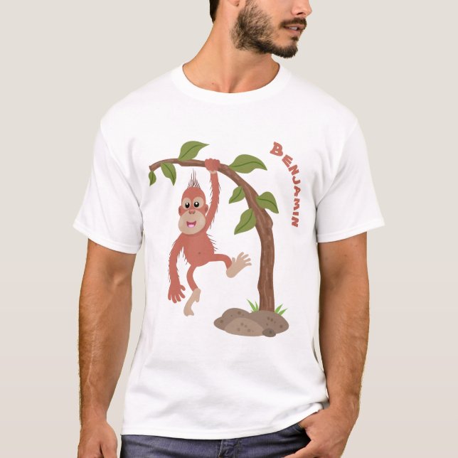 Niedliche Orang-Utan-Cartoon-Illustration T-Shirt (Vorderseite)