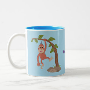 Niedliche Orang-Utan-Cartoon-Illustration Zweifarbige Tasse