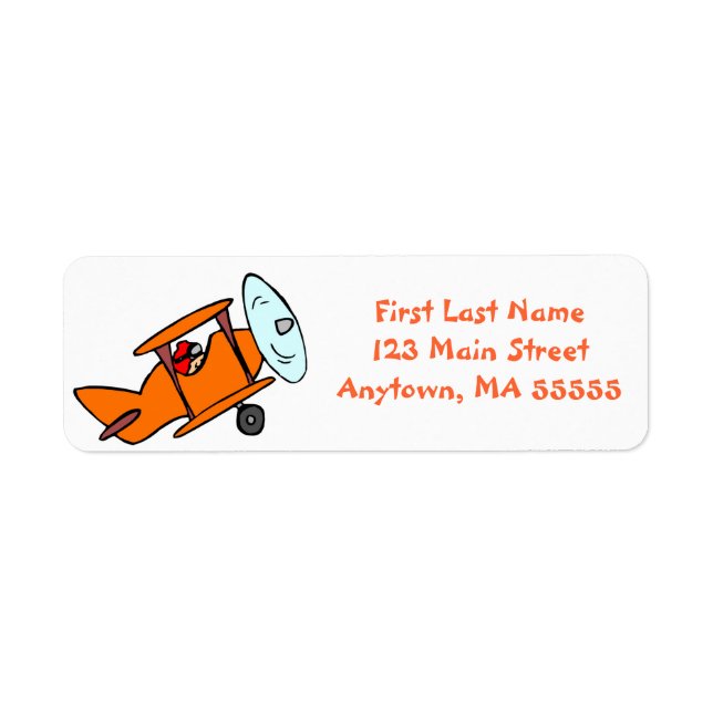 Niedliche Orange Airplane-Address-Labels (Vorne)