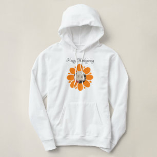 Niedliche Orange-Blume-Rahmen für Haustiere Foto F Hoodie