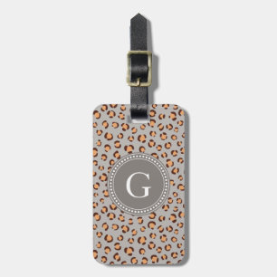 Niedliche orange-braune Kätzchen-Print-Monogramm Gepäckanhänger