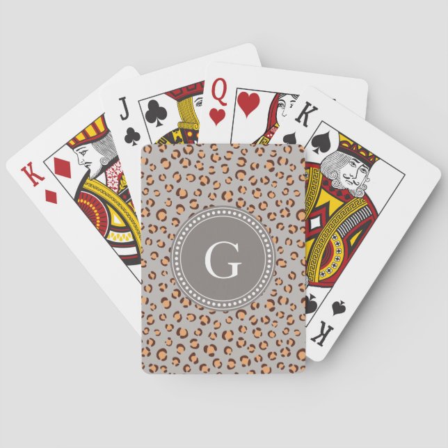 Niedliche orange-braune Kätzchen-Print-Monogramm Spielkarten (Rückseite)