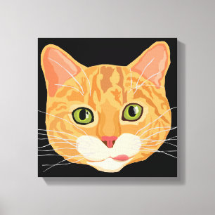 Niedliche Orange Cat Face Illustration Leinwanddruck