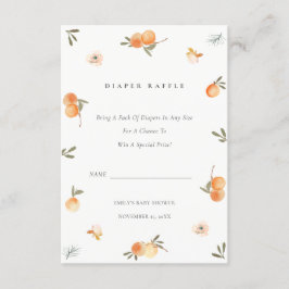 Niedliche Orange Floral Boho Diaper Raffle Baby Du Begleitkarte