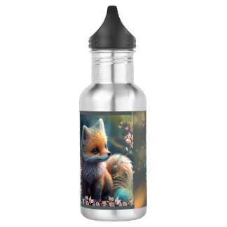 Niedliche Orange Fox Kinderschule Personalisiert Edelstahlflasche
