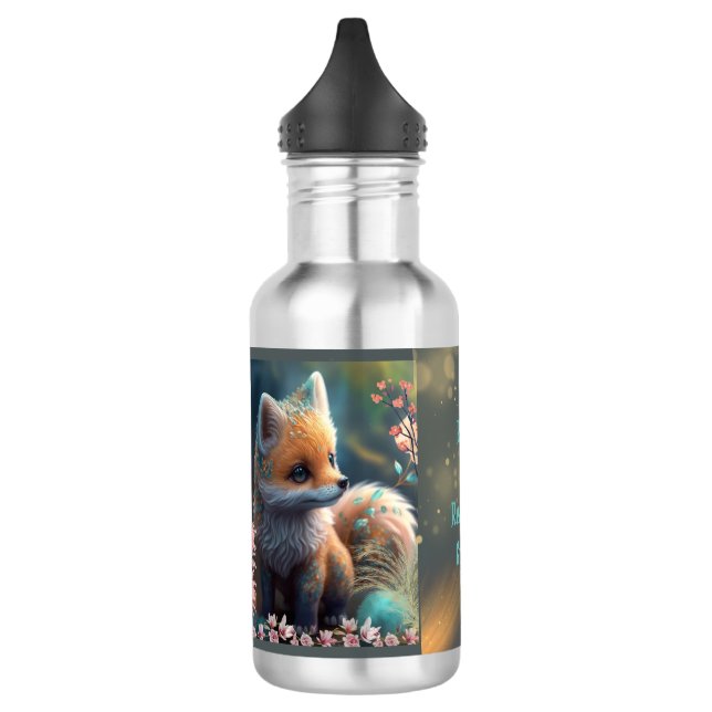Niedliche Orange Fox Kinderschule Personalisiert Edelstahlflasche (Links)