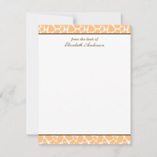 Niedliche Orange Giraffe Muster flache Mitteilungs Mitteilungskarte