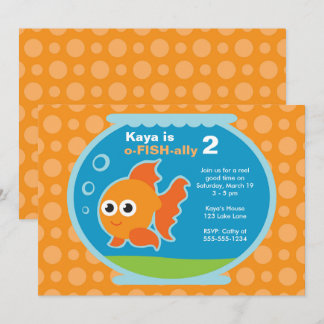 Niedliche Orange Goldfish Einladung