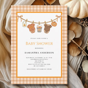 Niedliche Orange Halloween Clothesline Babydusche Einladung