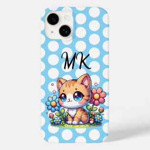 Niedliche Orange Kitty Cat bei Blume Personalisier Case-Mate iPhone 14 Hülle