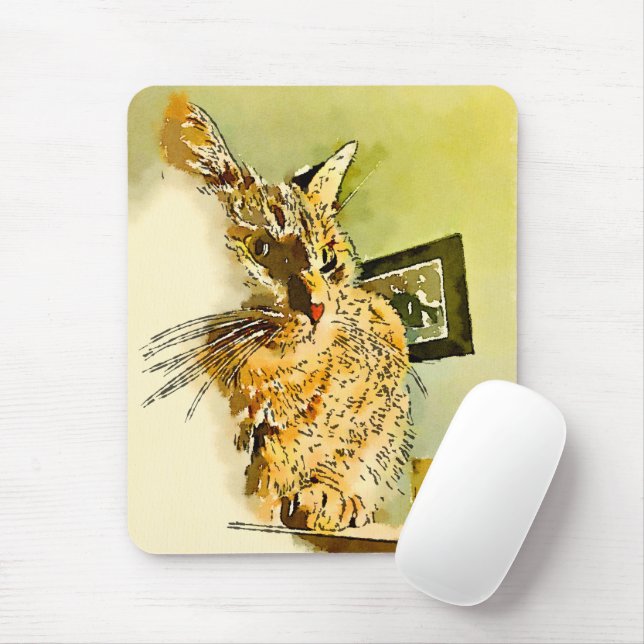 Niedliche Orange Kitty Whiskers Herznoase Wasserfa Mousepad (Mit Mouse)