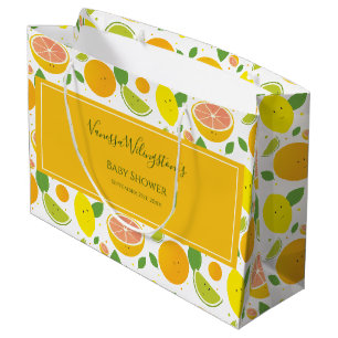 Niedliche Orange Lemon Citrus Fruit Baby Dusche Große Geschenktüte
