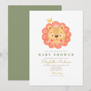 Niedliche Orange Lion King Baby Dusche Einladung