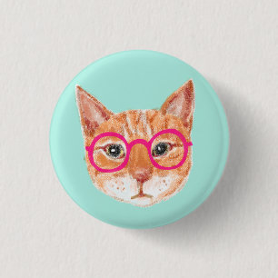 Niedliche Orange Tabby Cat Tragebrille Button