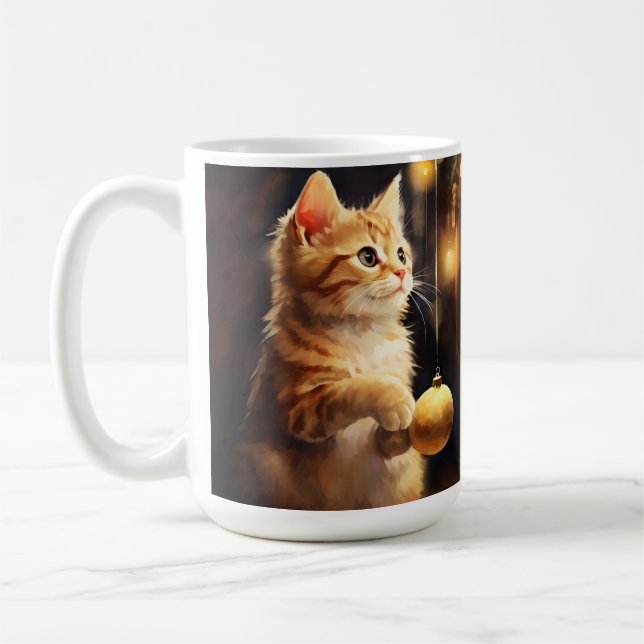 NIEDLICHE ORANGE TABBY KITTEN & CHRISTMAS BAUM KAFFEETASSE (Links)