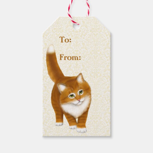 Niedliche Orange Tabby Kitten - Geschenkartikel Geschenkanhänger (Vorderseite)