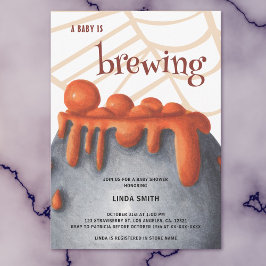 Niedliche Orange Witch Baby Brewing Baby Dusche Einladung