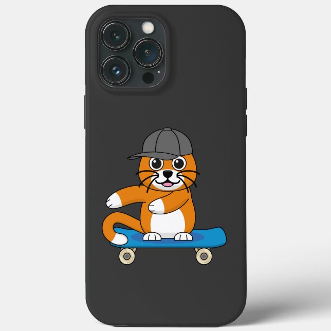 Niedliche orangefarbene Katze auf Skateboard Carto Case-Mate iPhone Hülle (Rückseite)