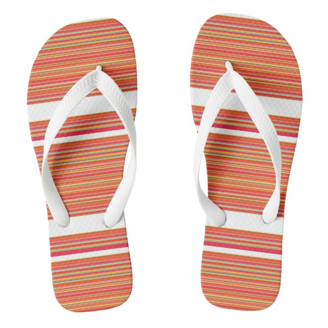 Niedliche orangefarbene Streifen Flip Flops (Fußbett)