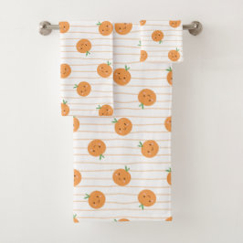Niedliche Orangen drucken - Badetuch-Set Badhandtuch Set