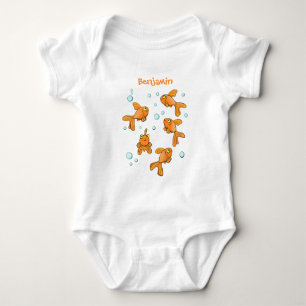 Niedliche Orangen-Goldfisch-Cartoon-Abbildung Baby Strampler