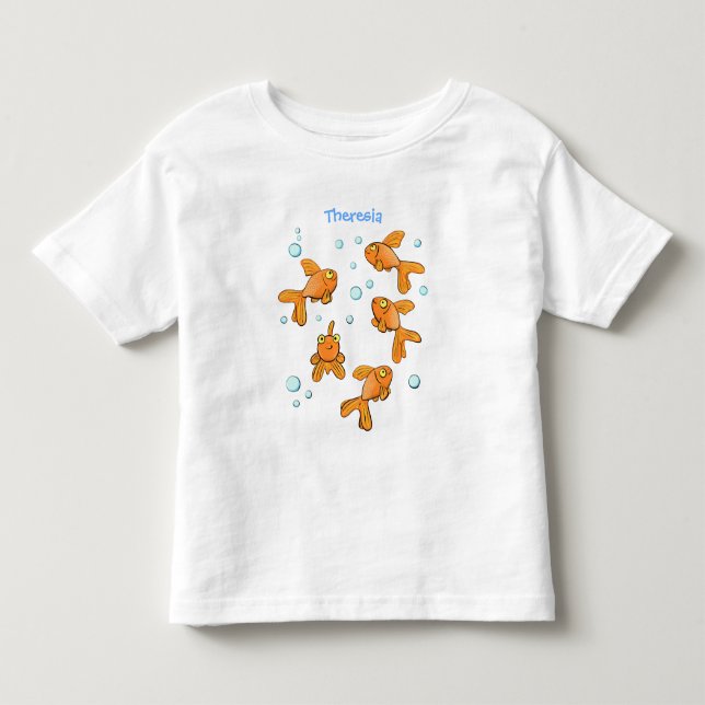 Niedliche Orangen-Goldfisch-Cartoon-Abbildung Kleinkind T-shirt (Vorderseite)