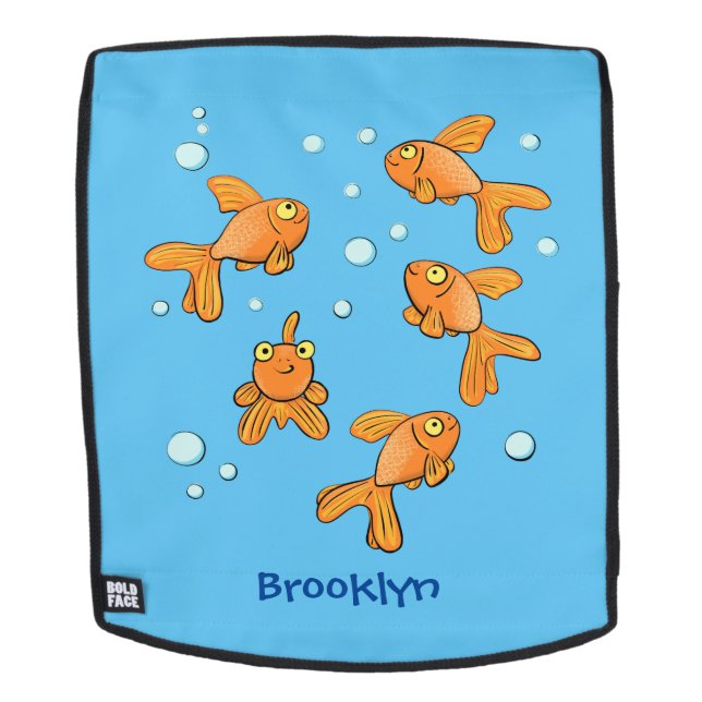 Niedliche Orangen-Goldfisch-Cartoon-Abbildung Rucksack (Abnehmbare Front)