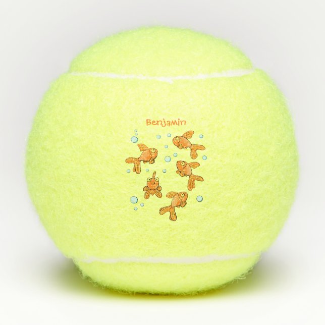 Niedliche Orangen-Goldfisch-Cartoon-Abbildung Tennisbälle (Vorderseite)