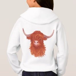 Niedliche Orangen-Hochland-Kuh-Illustration   Hoodie