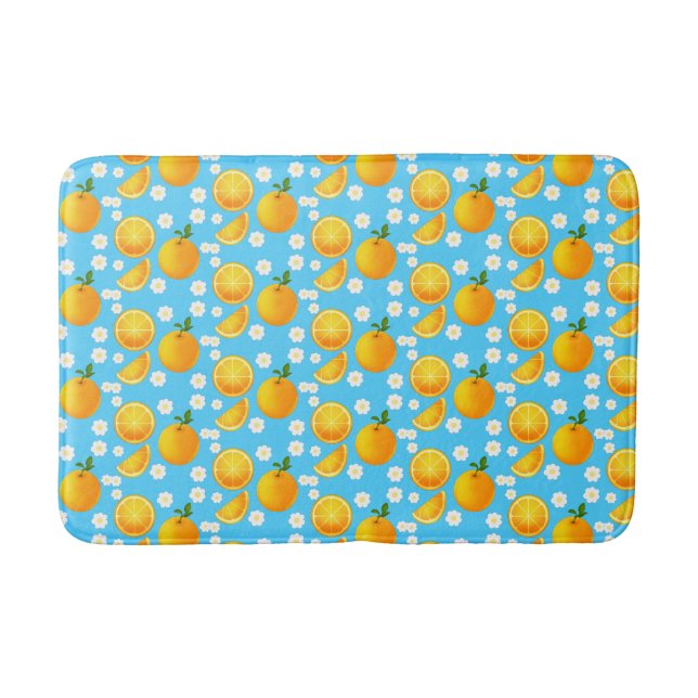 Niedliche Orangen und weiße Blume Badematte (Vorderseite)