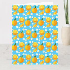 Niedliche Orangen und weiße Blume Karte