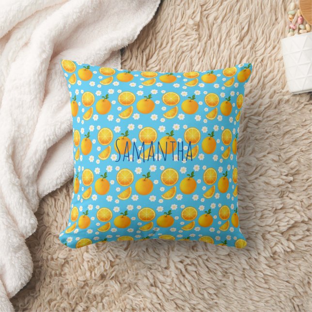 Niedliche Orangen und weiße Blume Kissen (Decke)