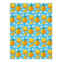 Niedliche Orangen und weiße Blume Poster