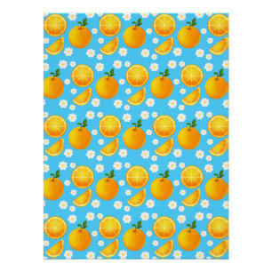 Niedliche Orangen und weiße Blume Poster