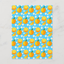 Niedliche Orangen und weiße Blume Postkarte