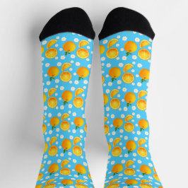 Niedliche Orangen und weiße Blume Socken