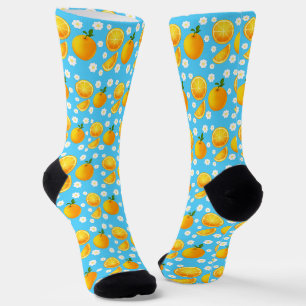 Niedliche Orangen und weiße Blume Socken